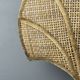 Pair midcentury Italian rattan wicker pine brass scallop wall sconces 1970s