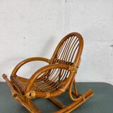 Vintage doll rocking chair in rattan