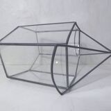 Glass terrarium mini cactus greenhouse in glass and metal