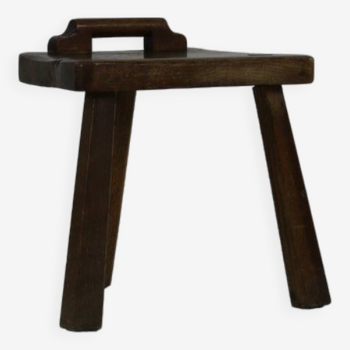 Original old oak milking stool