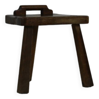 Tabouret de traite original en chêne ancien