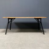 Handmade industrial oak dining table with black metal legs