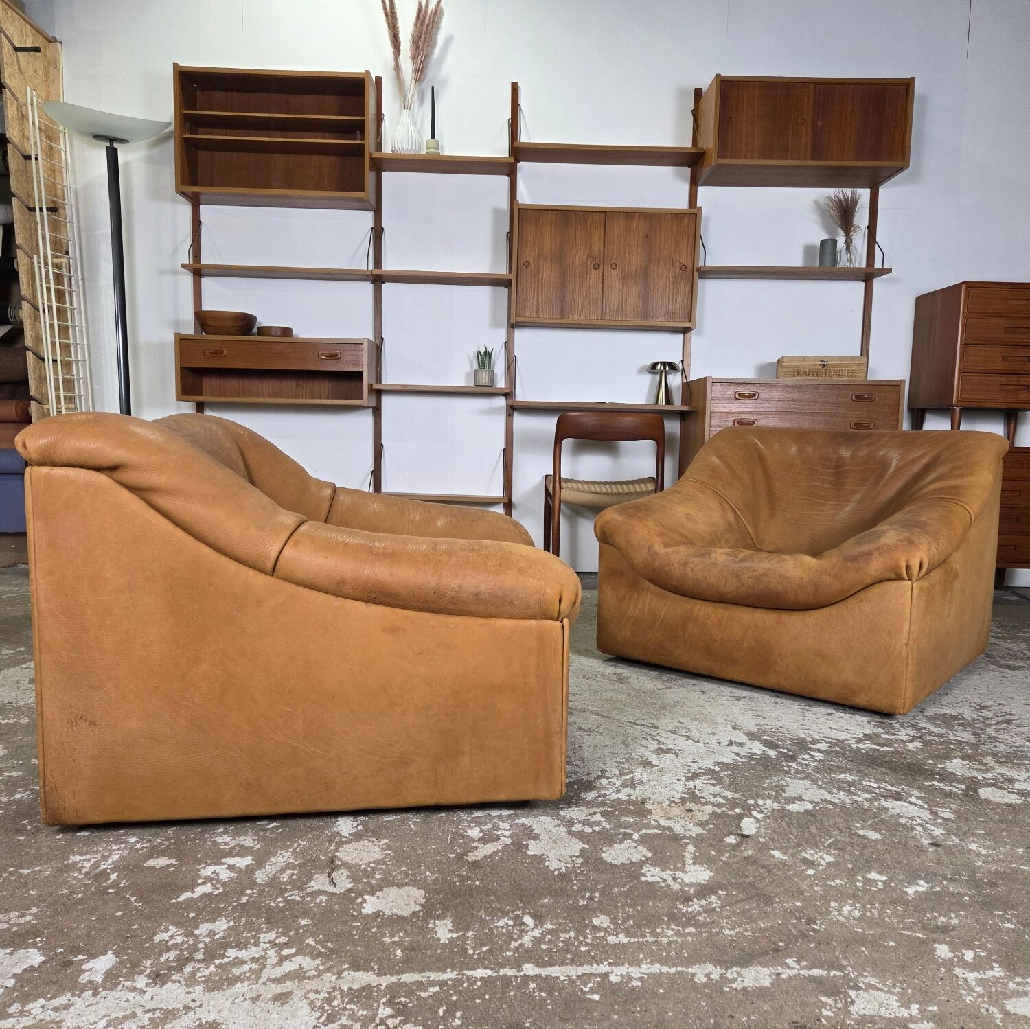 2x De Sede DS-46 vintage 1970s design leather lounge chair