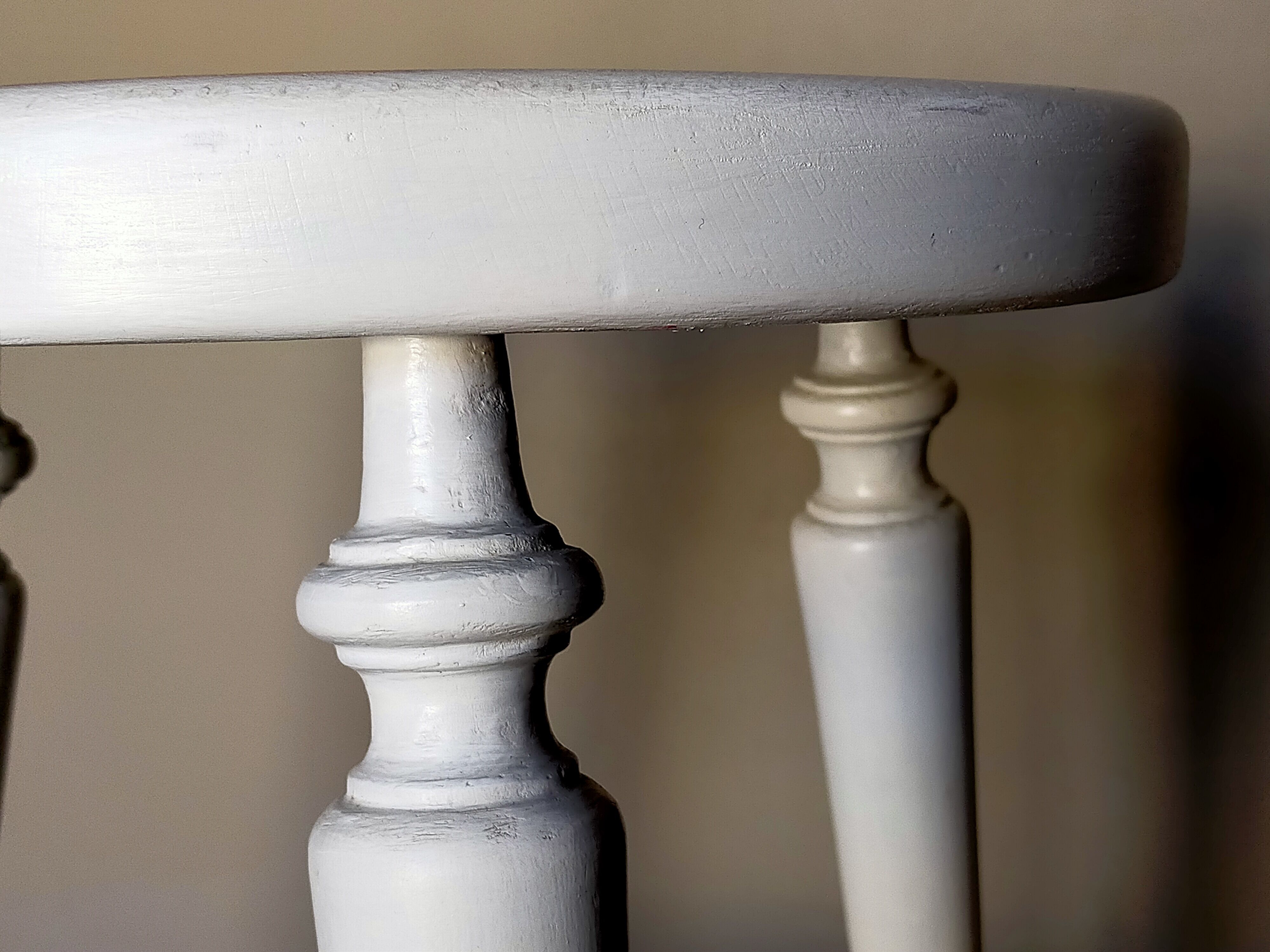 Painted solid turned wooden tripod