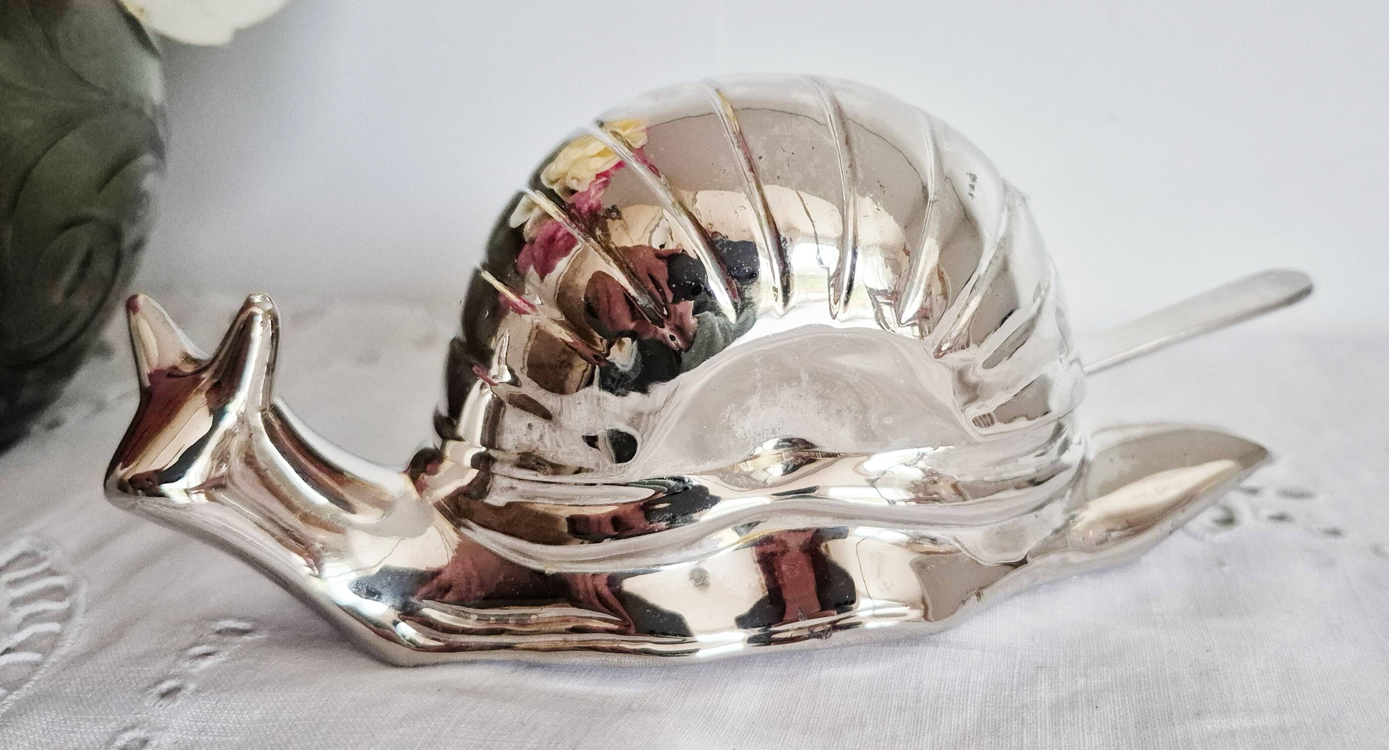 Antique butter dish Silver-plated snail