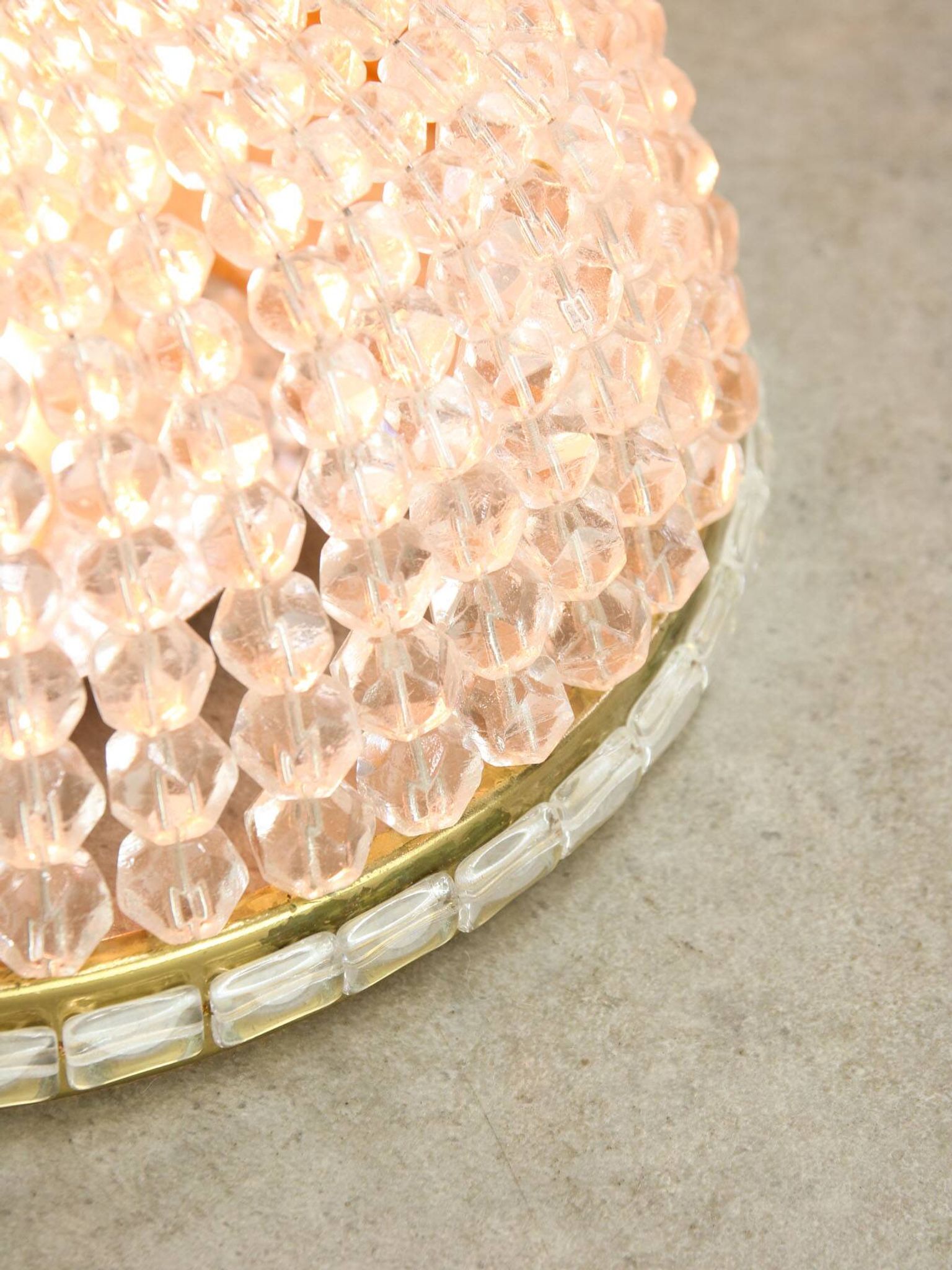 Mid-Century Czech Crystal and Brass Wall Lamp in Brass, 50s, set of 2