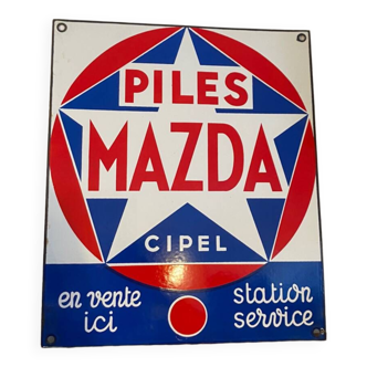 Mazda battery enameled sign