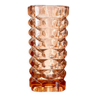 Pink glass vase in Art Deco style