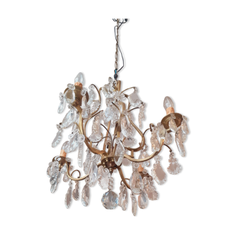 Nineteenth century chandelier with bronze and crystal grapevines.