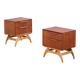 Teak Bedside Tables with Oak Frame, Denmark, 1960s, Set of 2