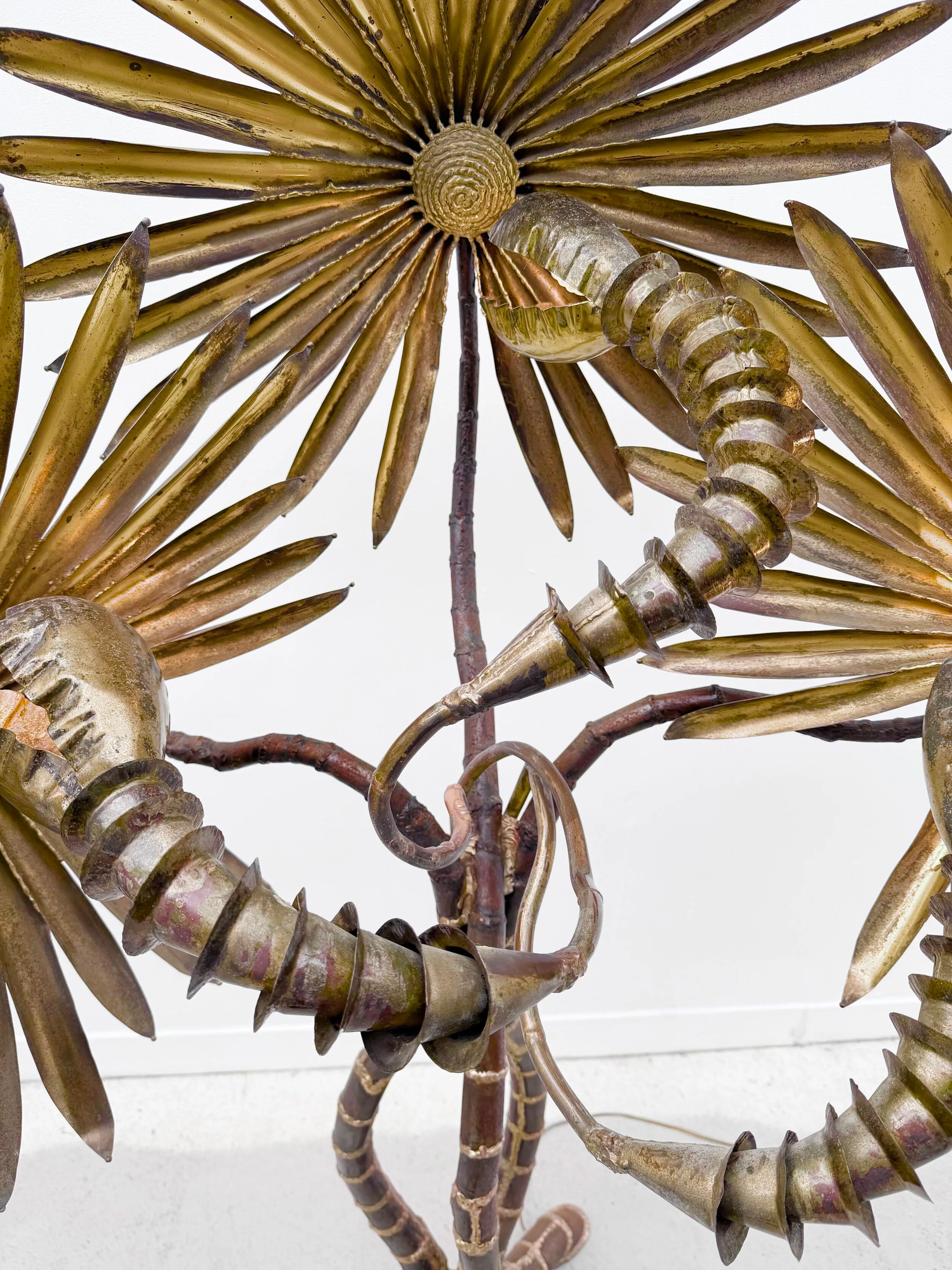 Palm tree floor lamp in brass, Italy 1970