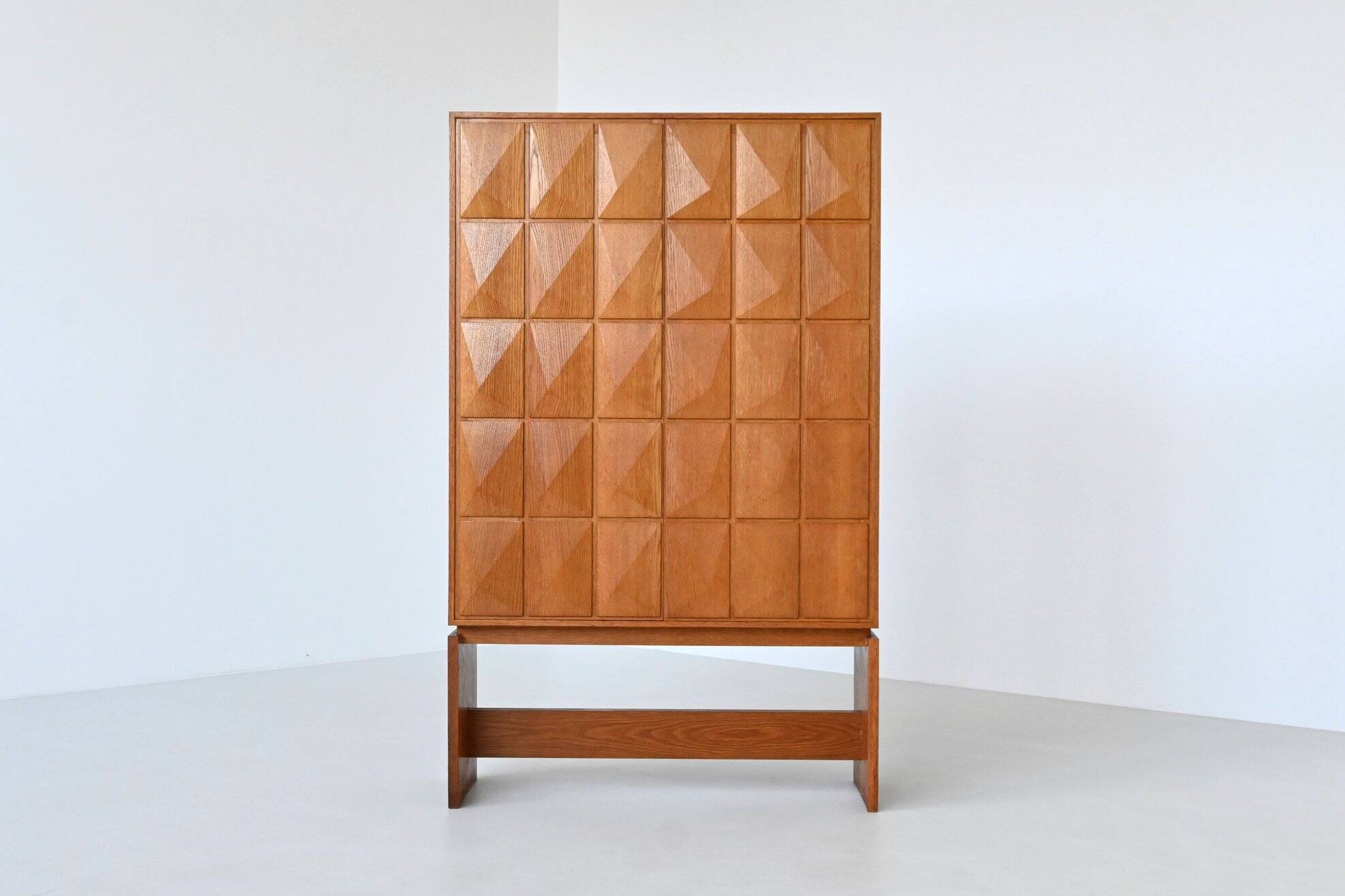 Large Brutalist highboard in oak Mid-Century Gemany 1970