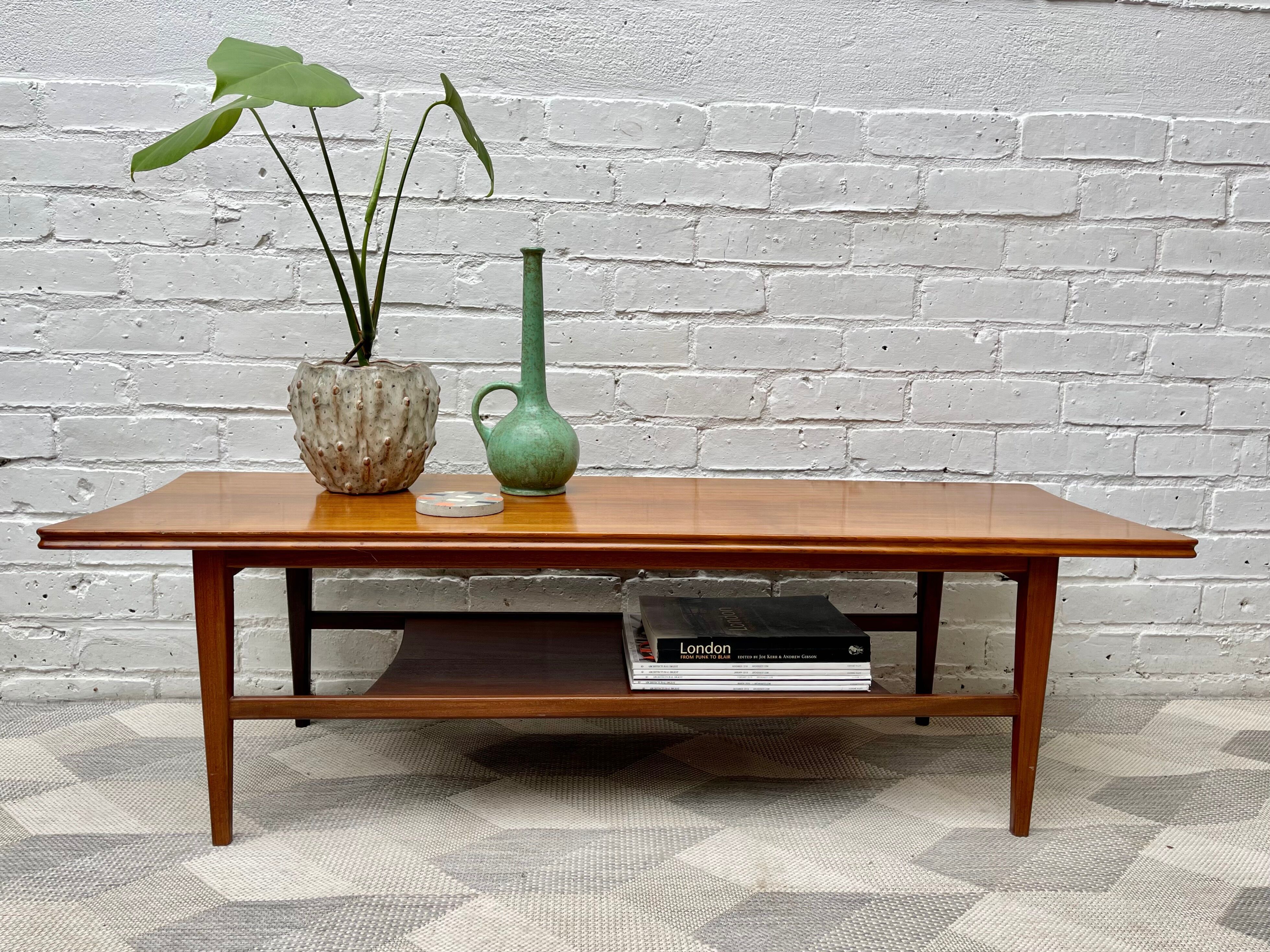Vintage teak coffee table with shelf