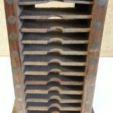 Small wooden shelf decorated brass to store audio cassettes "K7"