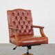 Height-adjustable leather English-style chesterfield office chair