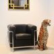 Handmade Italian ceramic leopard sculpture