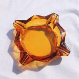 Vintage amber glass ashtray 70s
