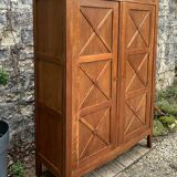 Vintage solid oak cross-braced wardrobe 1940