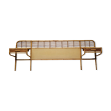 Rattan headboard with vintage bedside tables 1960