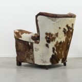 Fauteuil art déco en peau de vache