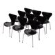 Vintage set of 3107 butterfly chairs designed by Arne Jacobsen for Fritz Hansen.