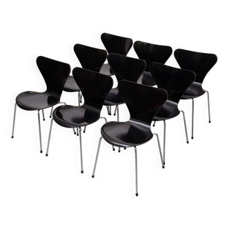 Ensemble vintage 3107 chaises papillon design Arne Jacobsen pour Fritz Hansen