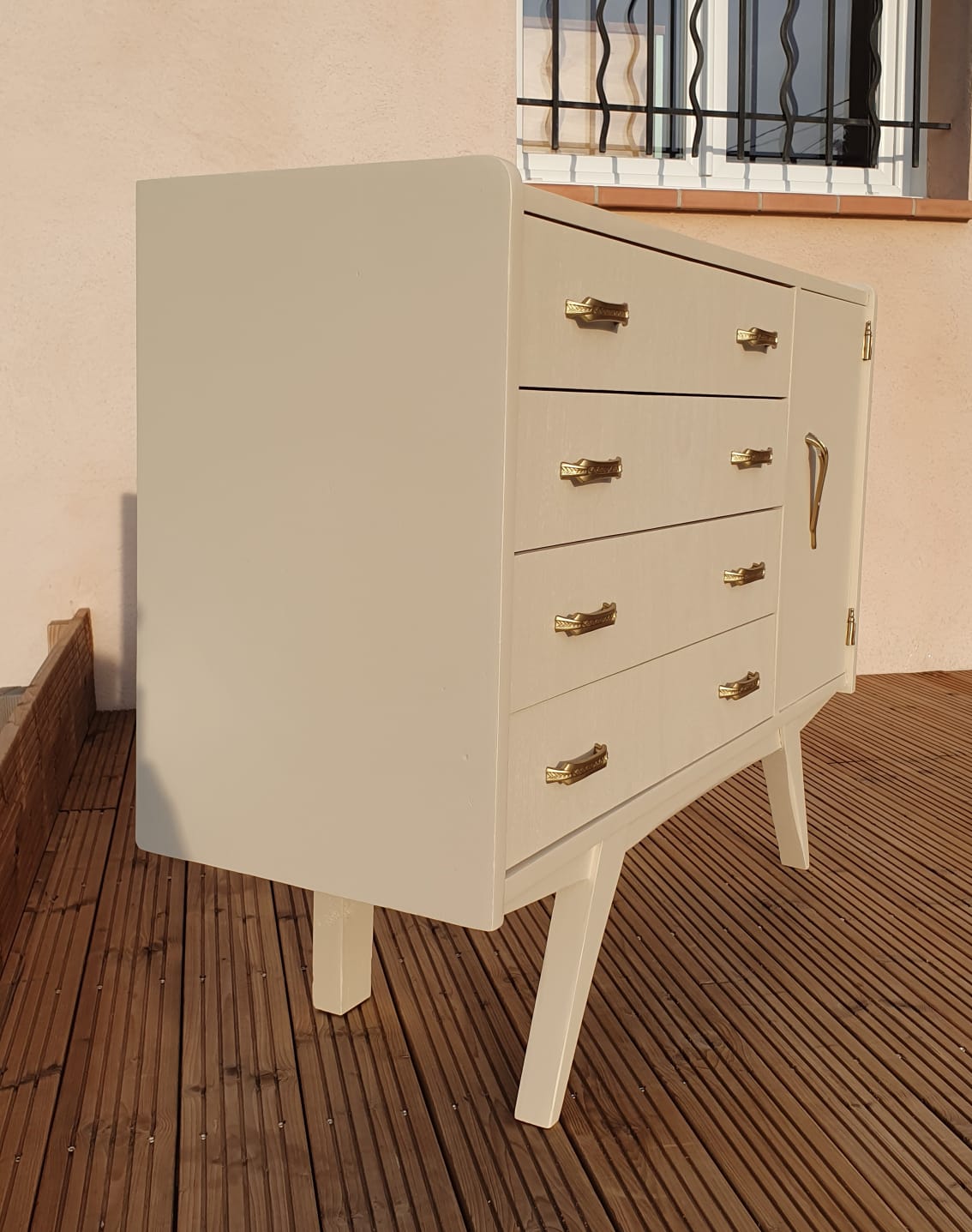 Vintage compass feet chest of drawers