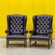 Chaise à dossier à oreilles de style Chesterfield en cuir capitonné vintage (le prix est pour une chaise)