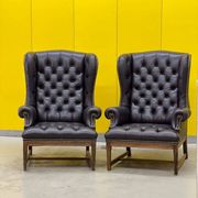 Vintage Tufted Leather Chesterfield Style Wing Back Chair (Price is For One Chair)