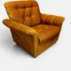 Vintage lounge chair on wheels in golden mustard corduroy 70s