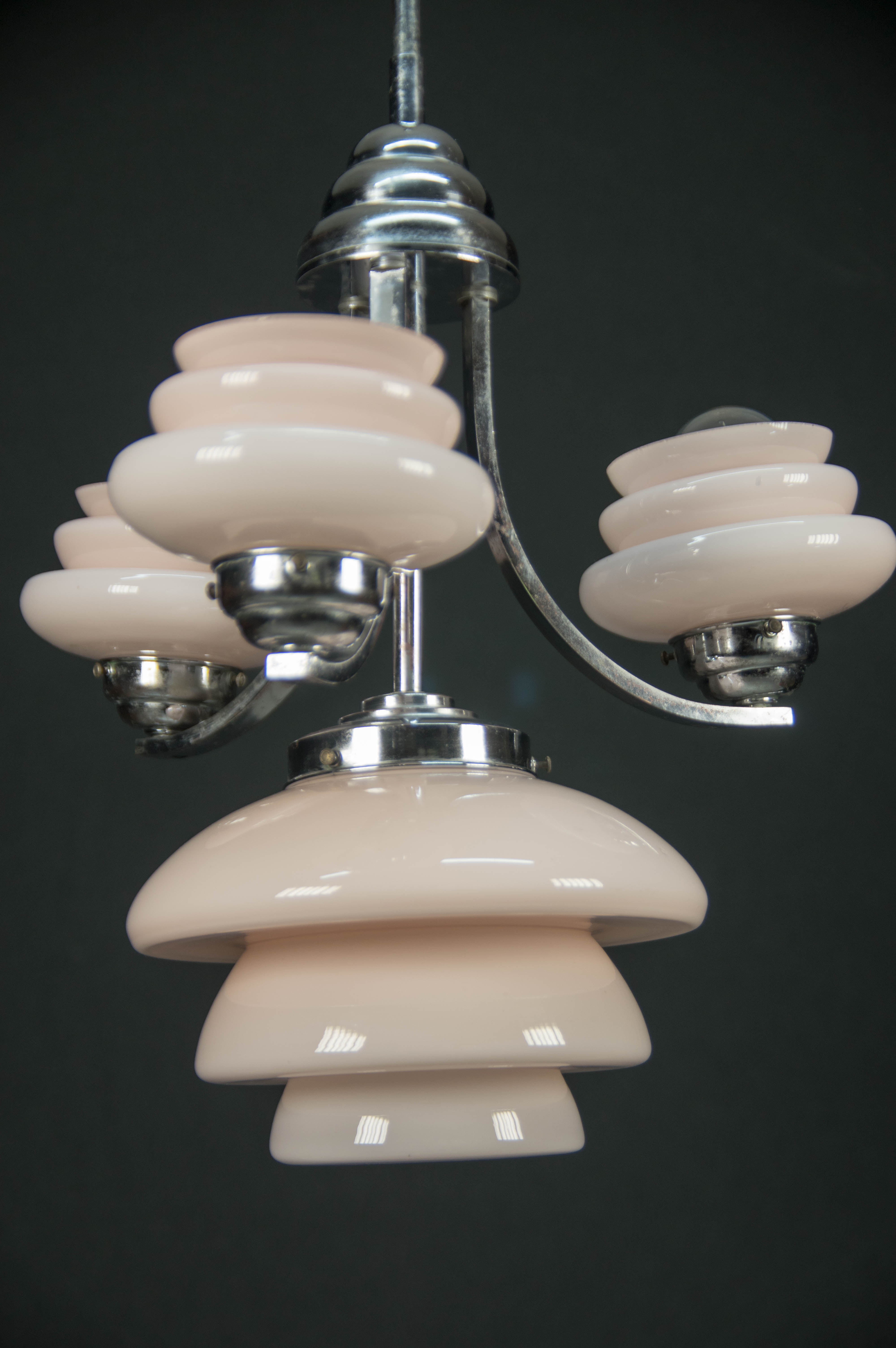 Pink art deco chandelier, 1930s