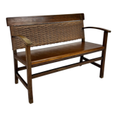 French rope and elm wood bench, 1960s