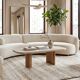 Coffee table in travertine and oak.