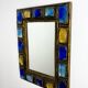 Italian mid-century mirror by Creaciones Gobesso, blue & yellow Murano rock crystals, circa 1960s