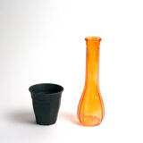 Praticality orange glass vase / made in France / 60s