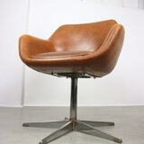 Mid-century brown leatherette swivel chair from Stol