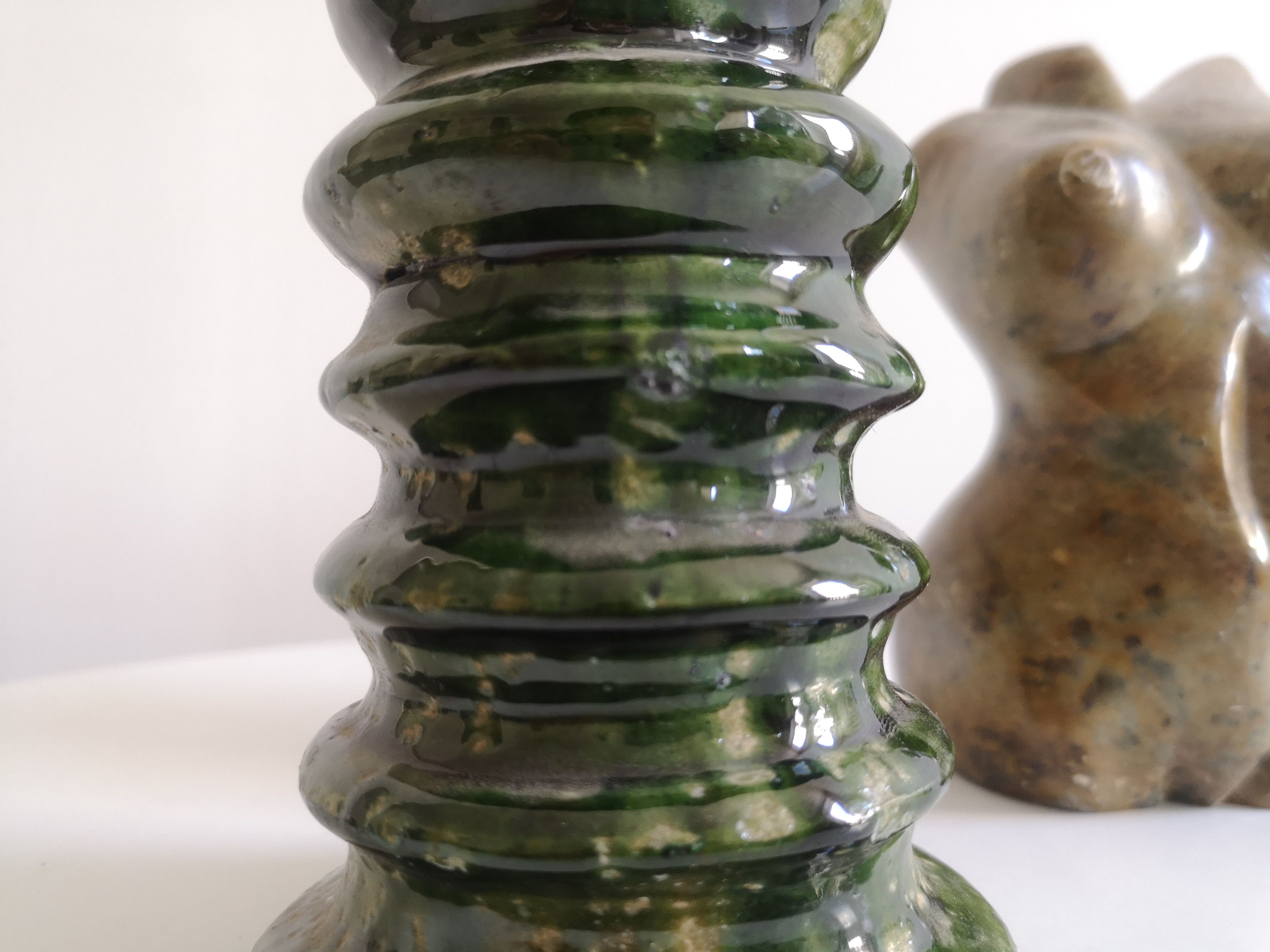 Enamelled ceramic candle holder, tamgroute