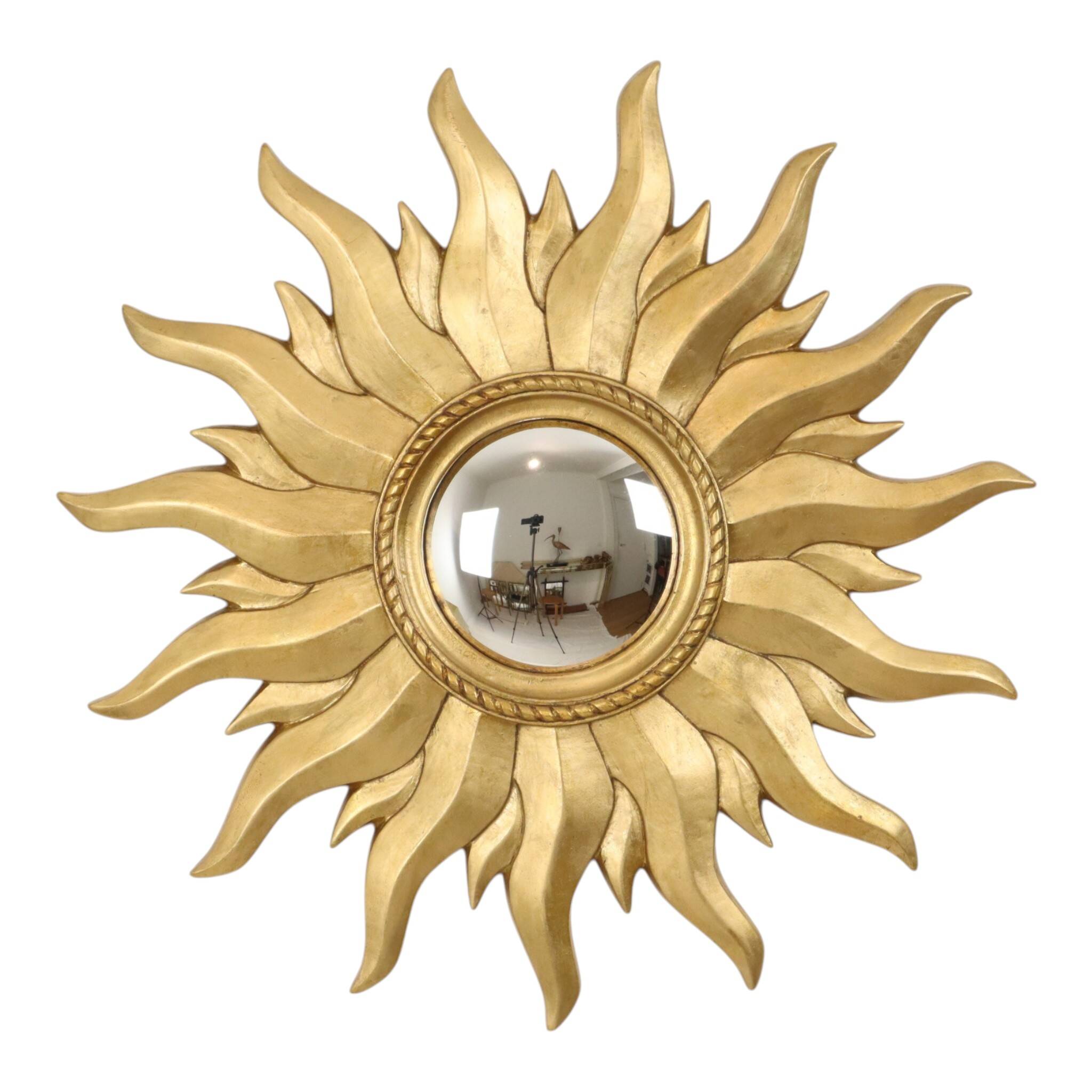 Vintage Gold Sunburst Convex Mirror 54cm