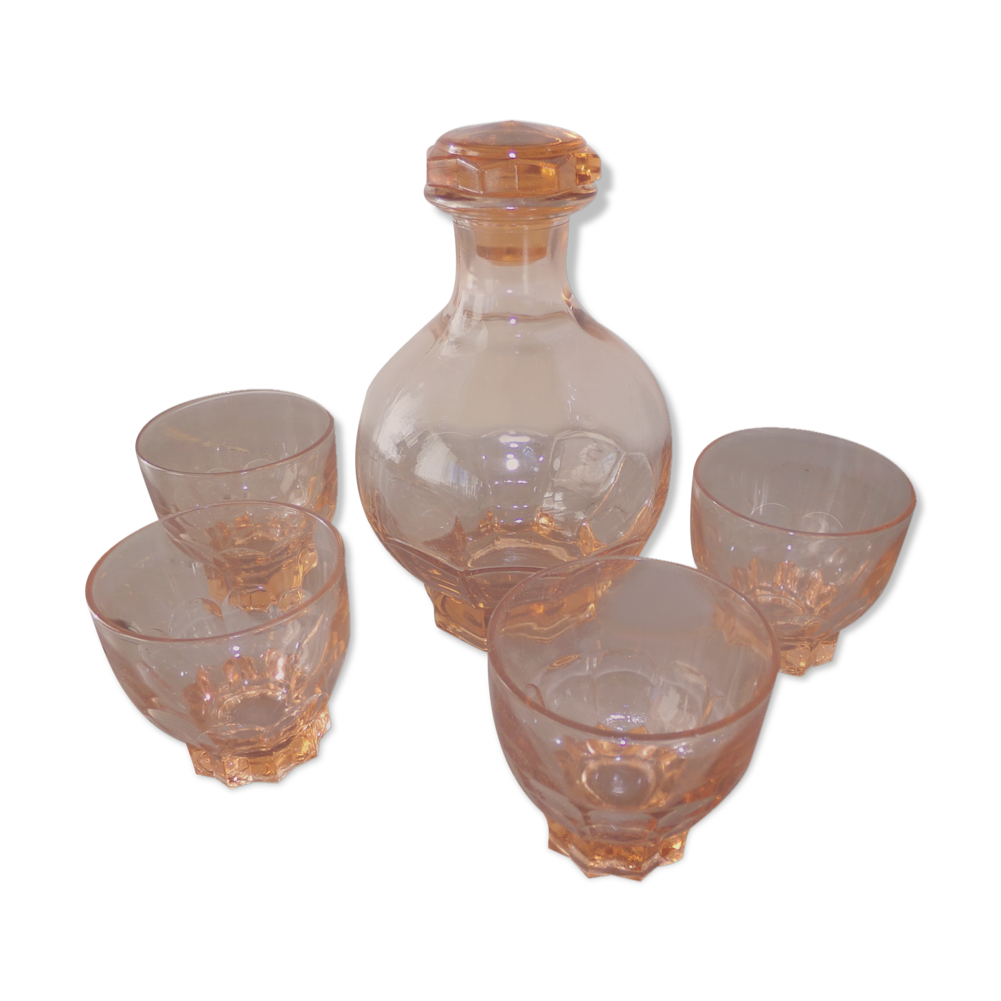 Art Deco carafe and its 4 glasses