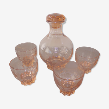 Art Deco carafe and its 4 glasses