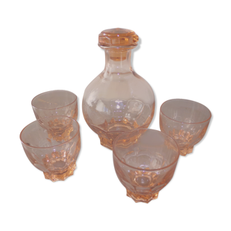 Art Deco carafe and its 4 glasses