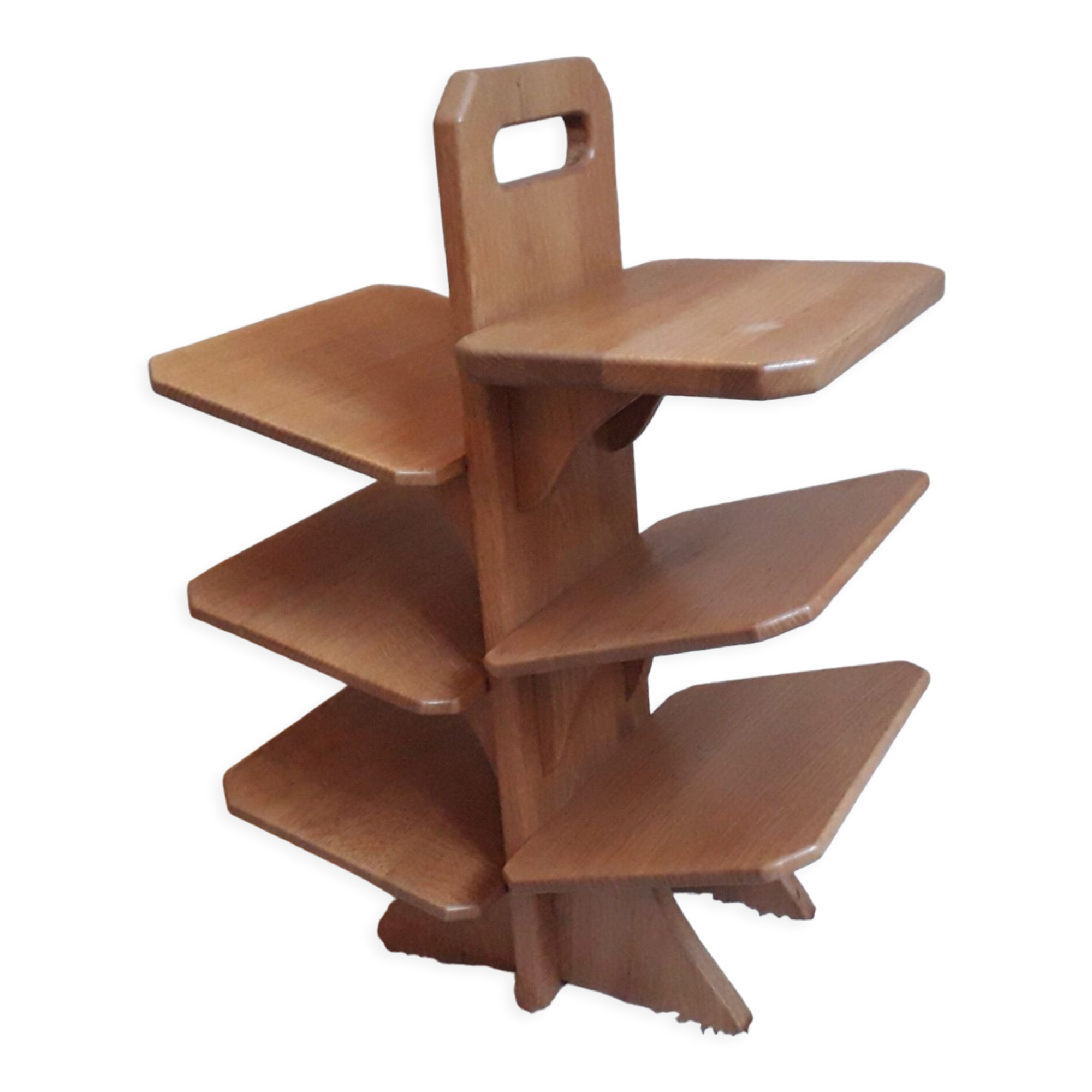 Solid oak bookcase magazine holders 80s