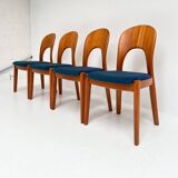 Set of 4 Niels Koefoed chairs blue, 1960s