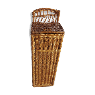 Vintage rattan bread hutch, wicker