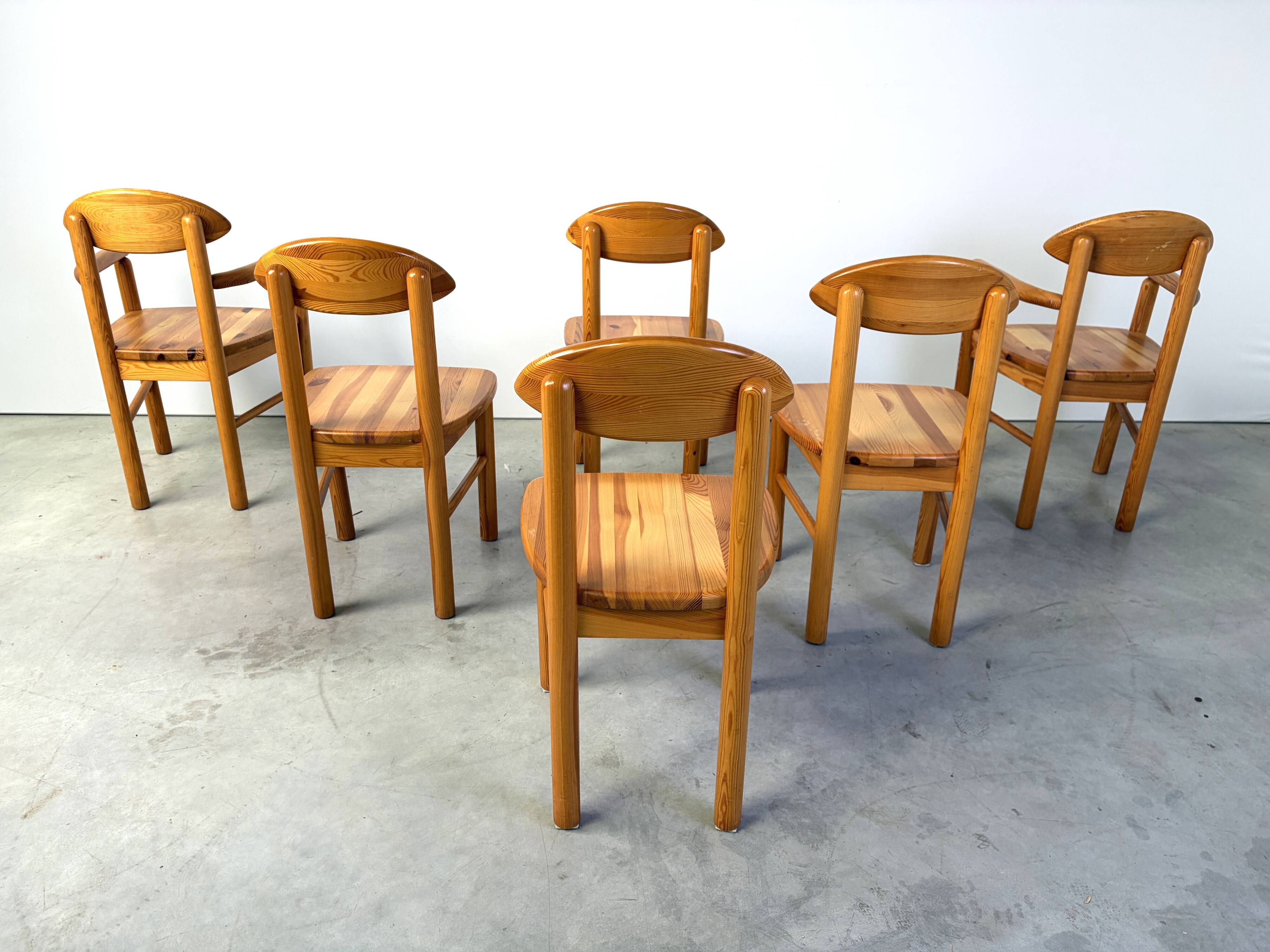 Set of 6 Scandinavian solid pine wood dining chairs by Rainer Daumiller for Hirtshals Savvaerk