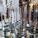 Set of 6 smoked champagne flutes Vintage 1970