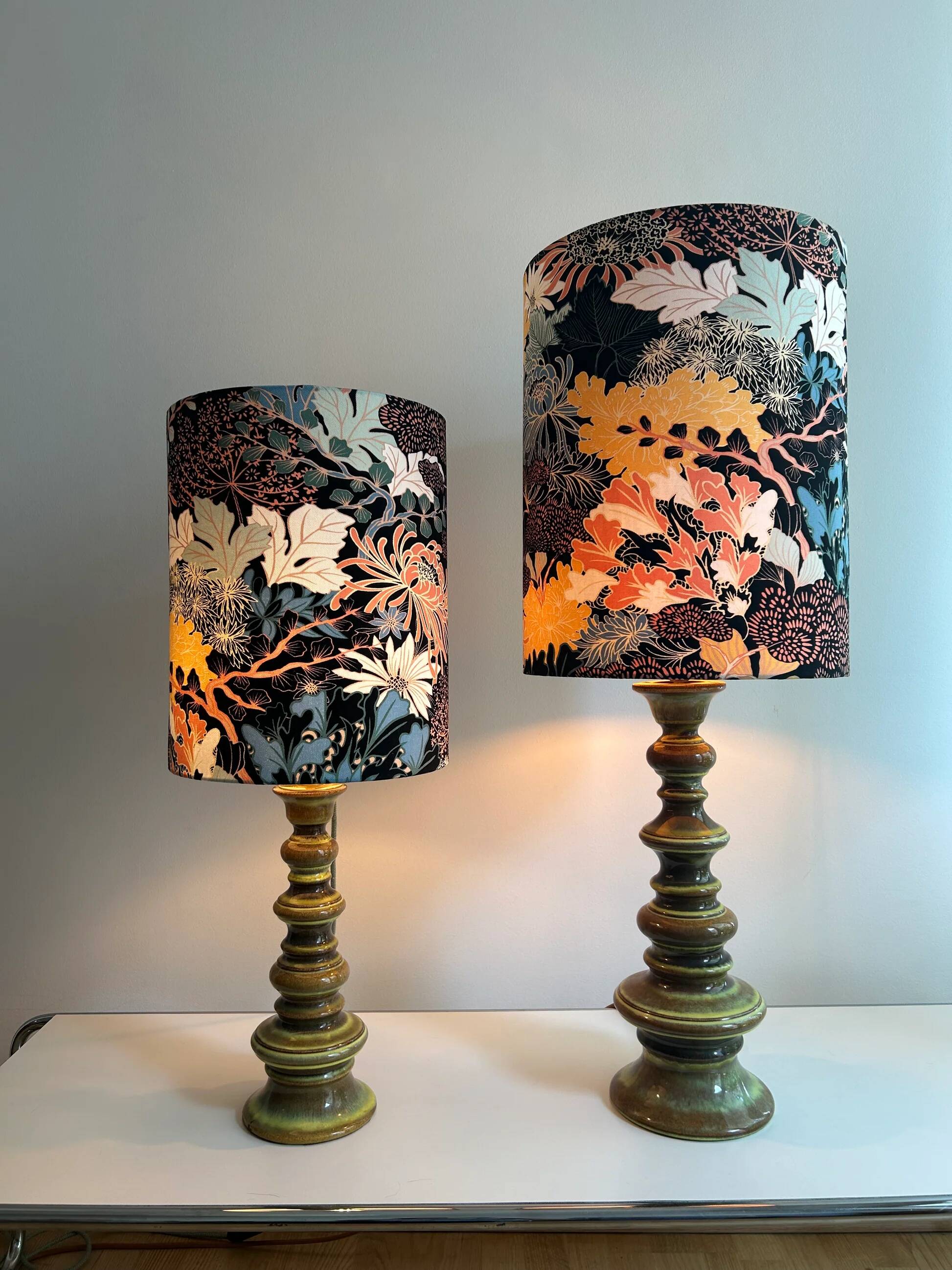 Lampe Fat Lava en forme de pagode Space Age avec glaçure verte dégradée