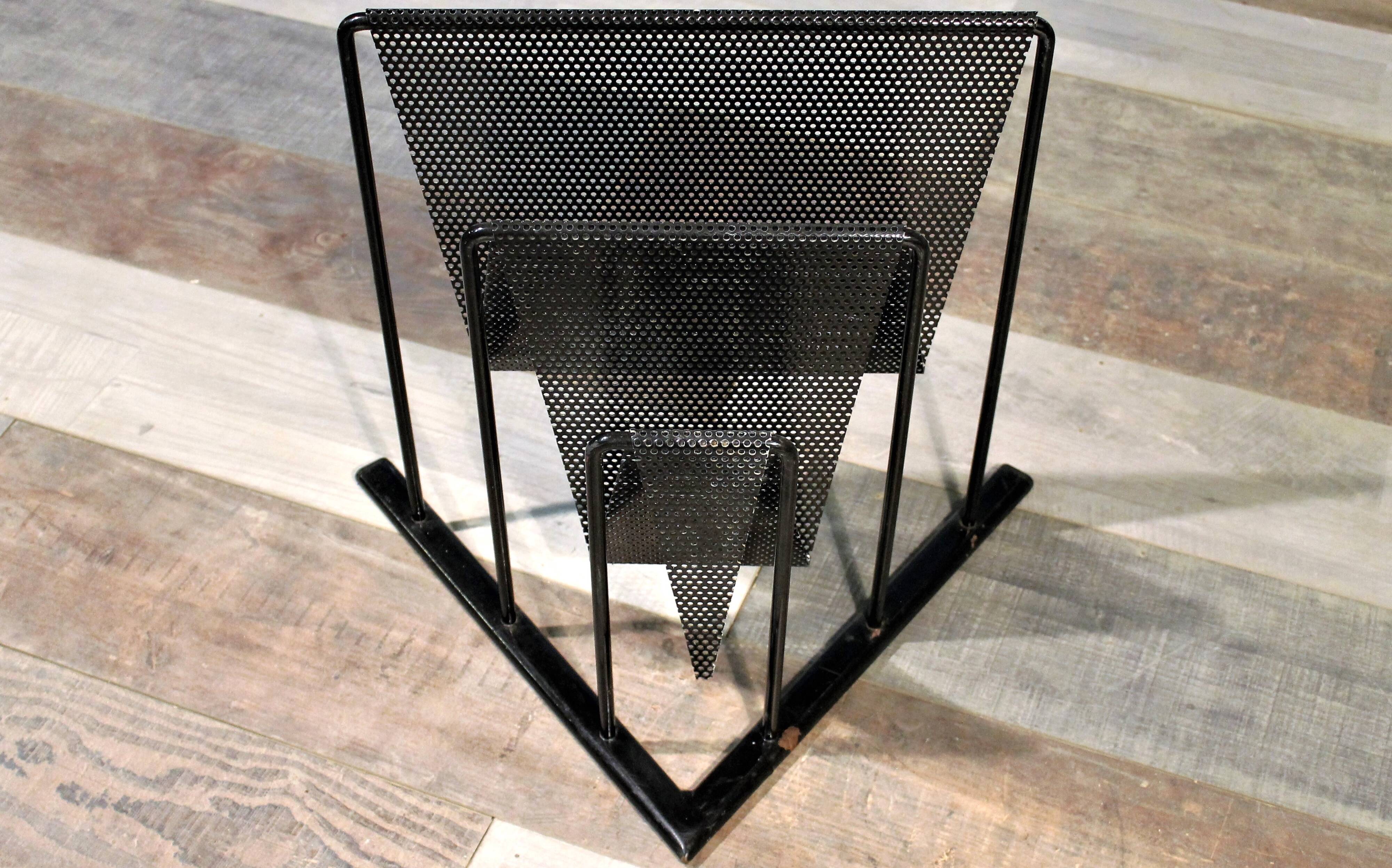 Perforated metal magazine rack Morgens 1980s