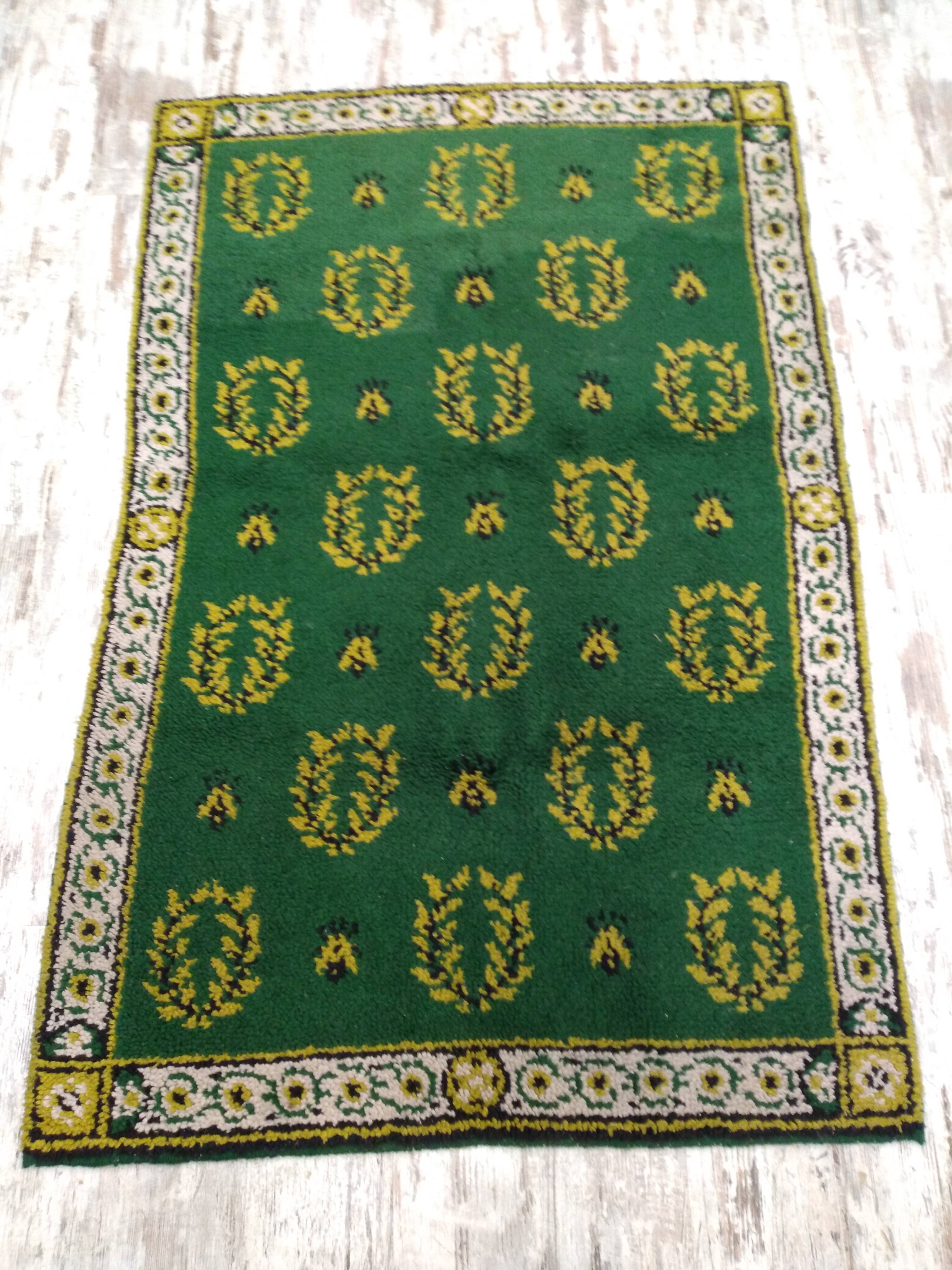 Antique green Berber rug