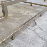 Rectangular coffee table in brass and chromed metal 1970 design